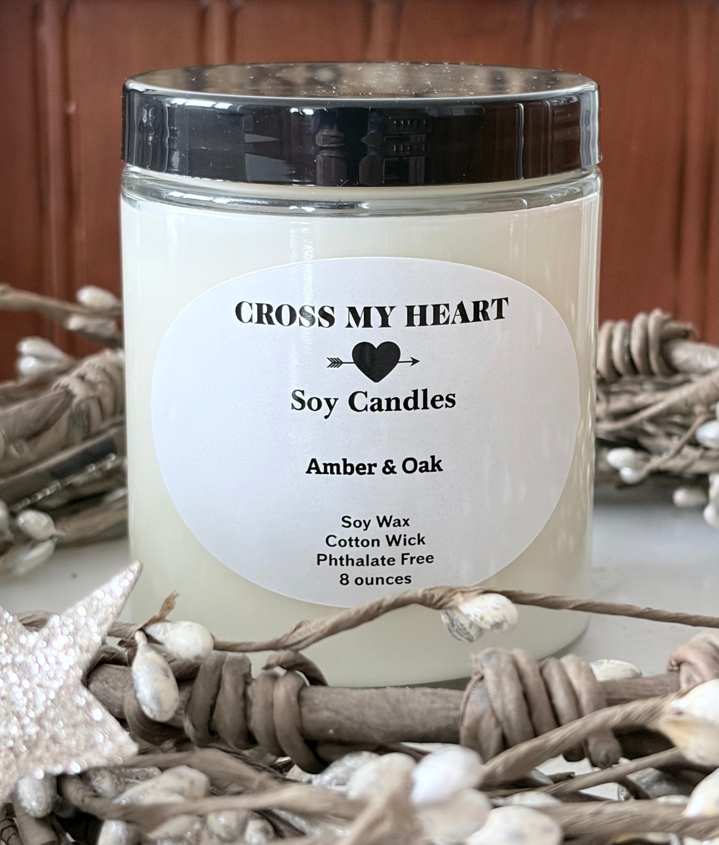 Amber & Oak Soy Candle- 8 ounces