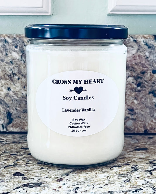 Lavender Vanilla Soy Candle- 16 ounces